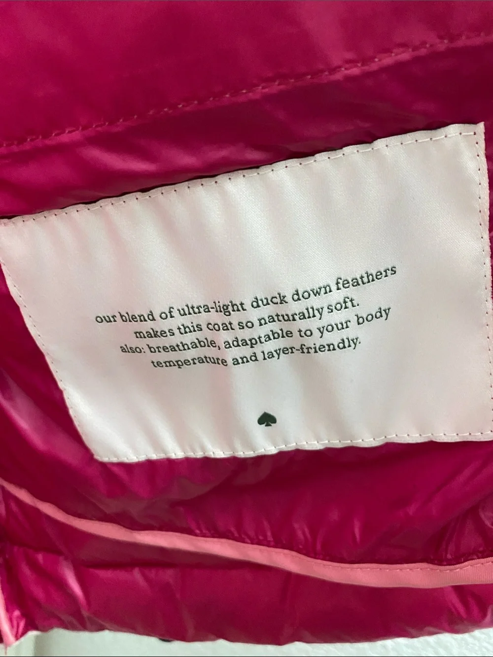 kate spade Light Pink Quilted Packable Puffer Jacket with Black Trim